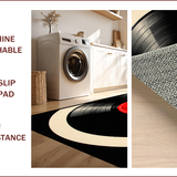 Ultra Soft Area Rug, Non Slip, Stain Resistant, Washable Area Rugs for Living Room, Bedroom, Retro-Inspired Circular Music Motif(Black)