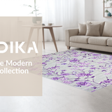 Ultra Soft Area Rug, Non Slip, Stain Resistant, Washable Area Rugs for Living Room, Bedroom, Artful Light Grey Botanical Print(Gray)