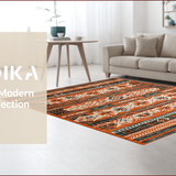 Ultra Soft Area Rug, Non Slip, Stain Resistant, Washable Area Rugs for Living Room, Bedroom, Geometric Rich Sunset Palette(Orange)