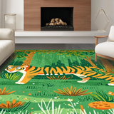 Ultra Soft Area Rug, Non Slip, Stain Resistant, Washable Area Rugs for Living Room, Bedroom, Whimsical Vintage Animal Illustration(Green)