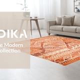 Ultra Soft Area Rug, Non Slip, Stain Resistant, Washable Area Rugs for Living Room, Bedroom, Vibrant Abstract Transitional Pattern(Orange)
