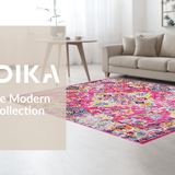 Ultra Soft Area Rug, Non Slip, Stain Resistant, Washable Area Rugs for Living Room, Bedroom, Cozy Earth Tone Floral Touch(Pink)