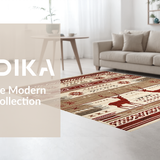 Ultra Soft Area Rug, Non Slip, Stain Resistant, Washable Area Rugs for Living Room, Bedroom, Cozy Warm Toned Organic Patterns(Brown)