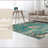 Ultra Soft Area Rug, Non Slip, Stain Resistant, Washable Area Rugs for Living Room, Bedroom, Boho Chic Dark Green Living Room Rug(Blue)