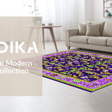Ultra Soft Area Rug, Non Slip, Stain Resistant, Washable Area Rugs for Living Room, Bedroom, Graceful Curved Floral Elements(Purple)
