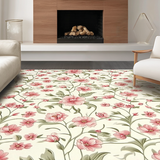 Ultra Soft Area Rug, Non Slip, Stain Resistant, Washable Area Rugs for Living Room, Bedroom, Serene Watercolor Floral Design(White)