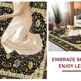 Ultra Soft Area Rug, Non Slip, Stain Resistant, Washable Area Rugs for Living Room, Bedroom, Artistic Cream and Gold Motif(Black)