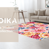 Ultra Soft Area Rug, Non Slip, Stain Resistant, Washable Area Rugs for Living Room, Bedroom, Colorful Geometric Floral Fusion(Pink)