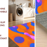Ultra Soft Area Rug, Non Slip, Stain Resistant, Washable Area Rugs for Living Room, Bedroom, Psychedelic Colorful Wave Motif(Orange)