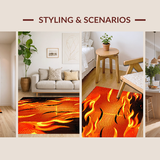Ultra Soft Area Rug, Non Slip, Stain Resistant, Washable Area Rugs for Living Room, Bedroom, Dynamic Flame Abstract Artwork(Orange)