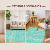 Ultra Soft Area Rug, Non Slip, Stain Resistant, Washable Area Rugs for Living Room, Bedroom, Stylish Mint Green Geometric Touch(Blue)