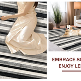 Ultra Soft Area Rug, Non Slip, Stain Resistant, Washable Area Rugs for Living Room, Bedroom, Elegant Black and White Stripe Floor Covering(Black)