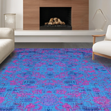Ultra Soft Area Rug, Non Slip, Stain Resistant, Washable Area Rugs for Living Room, Bedroom, Sophisticated Dual-Tone Striped Look(Blue)