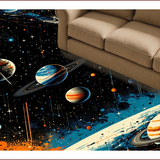 Ultra Soft Area Rug, Non Slip, Stain Resistant, Washable Area Rugs for Living Room, Bedroom, Educational Stellar Map Illustration(Blue)