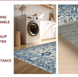 Ultra Soft Area Rug, Non Slip, Stain Resistant, Washable Area Rugs for Living Room, Bedroom, Earthy Toned Soft Botanical Motif(Blue)