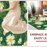 Ultra Soft Area Rug, Non Slip, Stain Resistant, Washable Area Rugs for Living Room, Bedroom, Nature-Inspired Irregular Floral Motif(Green)
