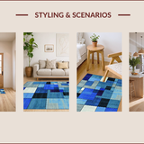 Ultra Soft Area Rug, Non Slip, Stain Resistant, Washable Area Rugs for Living Room, Bedroom, Vibrant Abstract Geometric Composition(Blue)