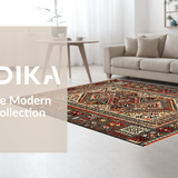 Ultra Soft Area Rug, Non Slip, Stain Resistant, Washable Area Rugs for Living Room, Bedroom, Artisanal Warm Toned Pattern(Red)