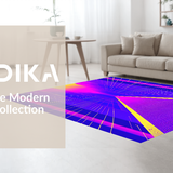 Ultra Soft Area Rug, Non Slip, Stain Resistant, Washable Area Rugs for Living Room, Bedroom, Eclectic Futuristic Wave Motif(Purple)