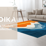 Ultra Soft Area Rug, Non Slip, Stain Resistant, Washable Area Rugs for Living Room, Bedroom, Playful Organic Landscape Visual(Orange)