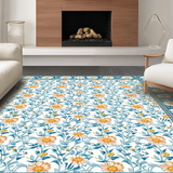 Ultra Soft Area Rug, Non Slip, Stain Resistant, Washable Area Rugs for Living Room, Bedroom, Lively Nature-Inspired Circular Design(White)