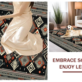 Ultra Soft Area Rug, Non Slip, Stain Resistant, Washable Area Rugs for Living Room, Bedroom, Boho Chic Geometric Motif(Black)
