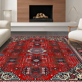 Ultra Soft Area Rug, Non Slip, Stain Resistant, Washable Area Rugs for Living Room, Bedroom, Luxurious Red Abstract Linear Motif(Red)