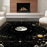 Ultra Soft Area Rug, Non Slip, Stain Resistant, Washable Area Rugs for Living Room, Bedroom, Dark Romantic Celestial Motif(Black)