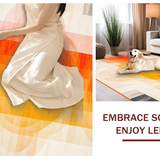 Ultra Soft Area Rug, Non Slip, Stain Resistant, Washable Area Rugs for Living Room, Bedroom, Chic Minimalist Curved Lines(Orange)