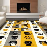 Ultra Soft Area Rug, Non Slip, Stain Resistant, Washable Area Rugs for Living Room, Bedroom, Lighthearted Cartoonish Animal Theme(Black)