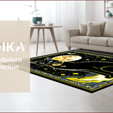 Ultra Soft Area Rug, Non Slip, Stain Resistant, Washable Area Rugs for Living Room, Bedroom, Enchanting Dark Green Fantasy Design(Black)