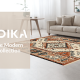 Ultra Soft Area Rug, Non Slip, Stain Resistant, Washable Area Rugs for Living Room, Bedroom, Cozy Minimalist Linear Design(Orange)