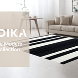 Ultra Soft Area Rug, Non Slip, Stain Resistant, Washable Area Rugs for Living Room, Bedroom, Whimsical Bold Patterned Composition(Black)