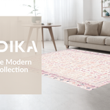 Ultra Soft Area Rug, Non Slip, Stain Resistant, Washable Area Rugs for Living Room, Bedroom, Elegant Blush Pink Low Pile Rug with Mauve Floral and Geometric Fusion(Pink)