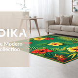 Ultra Soft Area Rug, Non Slip, Stain Resistant, Washable Area Rugs for Living Room, Bedroom, Tropical Floral Vintage Aesthetic(Green)