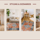 Ultra Soft Area Rug, Non Slip, Stain Resistant, Washable Area Rugs for Living Room, Bedroom, Stylish Modern Ethnic Patterns(Orange)