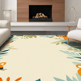 Ultra Soft Area Rug, Non Slip, Stain Resistant, Washable Area Rugs for Living Room, Bedroom, Playful Teal Orange Animal Patterns(Beige)