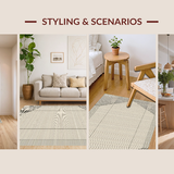 Ultra Soft Area Rug, Non Slip, Stain Resistant, Washable Area Rugs for Living Room, Bedroom, Rustic Neutral Trellis Texture(Beige)