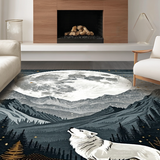 Ultra Soft Area Rug, Non Slip, Stain Resistant, Washable Area Rugs for Living Room, Bedroom, Sophisticated Vintage Mountain Landscape(Gray)