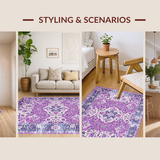 Ultra Soft Area Rug, Non Slip, Stain Resistant, Washable Area Rugs for Living Room, Bedroom, Whimsical Lavender Garden Design(Purple)