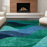 Ultra Soft Area Rug, Non Slip, Stain Resistant, Washable Area Rugs for Living Room, Bedroom, Bold Artistic Shape Play(Blue)