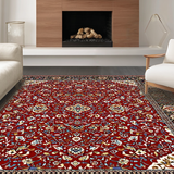 Ultra Soft Area Rug, Non Slip, Stain Resistant, Washable Area Rugs for Living Room, Bedroom, Cozy Distressed Linear Patterns(Red)