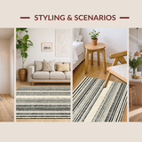 Bold Striped Contrast with Overlapping Black and White Linear Bands(Beige)