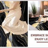 Ultra Soft Area Rug, Non Slip, Stain Resistant, Washable Area Rugs for Living Room, Bedroom, Opulent Black Gold Abstract Design(Black)