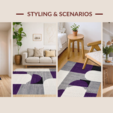 Ultra Soft Area Rug, Non Slip, Stain Resistant, Washable Area Rugs for Living Room, Bedroom, Trendy Lattice Patterned Aesthetic(Purple)