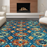 Ultra Soft Area Rug, Non Slip, Stain Resistant, Washable Area Rugs for Living Room, Bedroom, Chic Transitional Ogee Pattern(Blue)