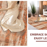 Ultra Soft Area Rug, Non Slip, Stain Resistant, Washable Area Rugs for Living Room, Bedroom, Elegant Ethnic Patterned Charm(Orange)