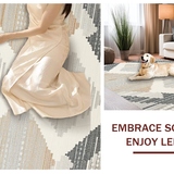 Ultra Soft Area Rug, Non Slip, Stain Resistant, Washable Area Rugs for Living Room, Bedroom, Sophisticated Vintage Tiled Motif(Gray)