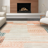 Ultra Soft Area Rug, Non Slip, Stain Resistant, Washable Area Rugs for Living Room, Bedroom, Artful Salmon and Beige Fusion(Orange)