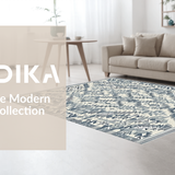 Ultra Soft Area Rug, Non Slip, Stain Resistant, Washable Area Rugs for Living Room, Bedroom, Sleek Monochrome Linear Design(Blue)